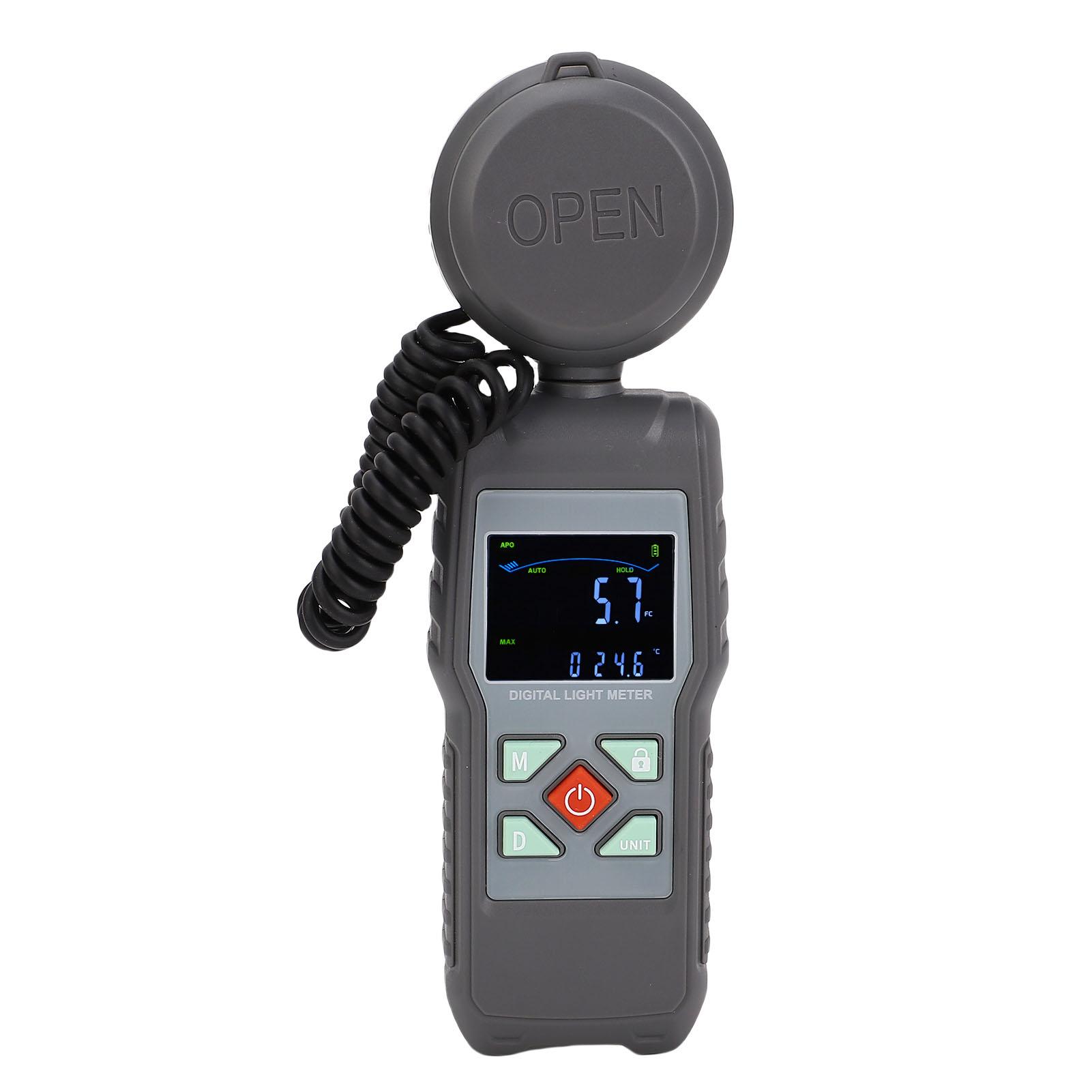 

Цифровой люксметр 200000 лк ЖК-экран вращающийся на 360 градусов датчик измерение температуры цифровой