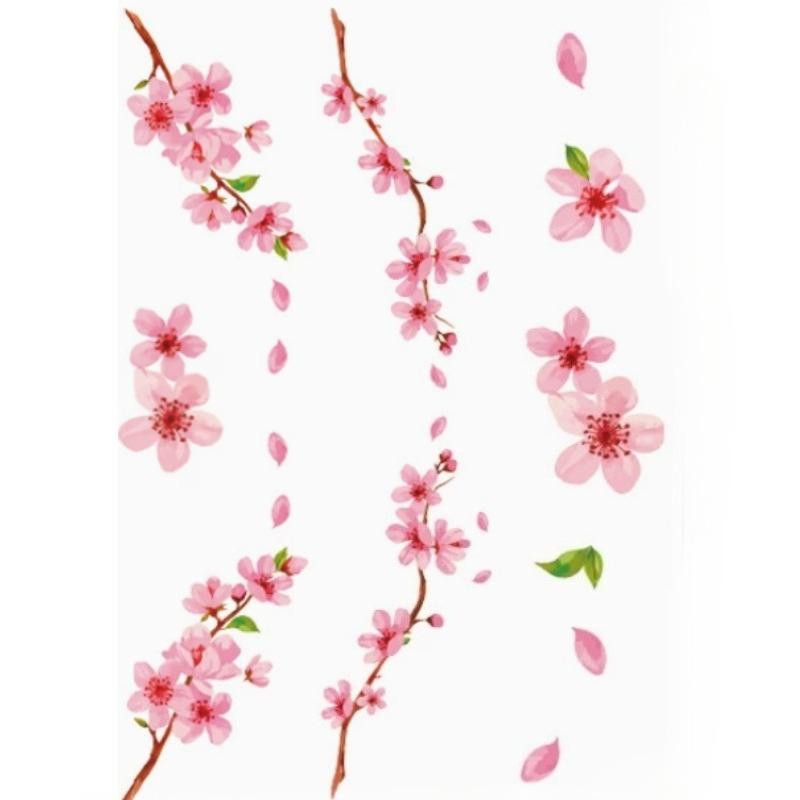 Spring Summer Flowers Temporary Tattoo Sticker Waterproof Cherry Blossoms Roses Tattoo Sticker For Women Fake Tattoo Sticker