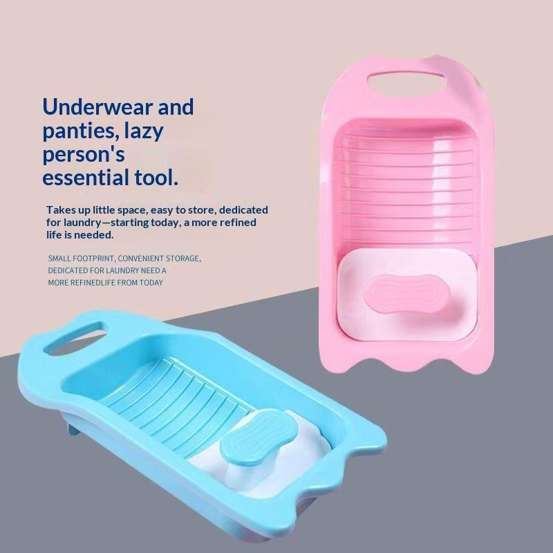 Portable Manual Plastic Washboard Compact Hand Wash Tool for Underwear Socks Small Clothes Dorm Students Apartment Use
