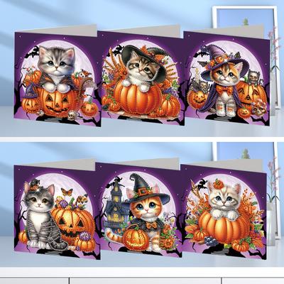 6Pcs/set New Halloween Cards Diamond Painting Greeting Card DIY Diamond Embroidery Diamond Set Halloween Christmas Holiday Gifts
