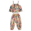 Kinder Kleidung Floral Ärmellose Hosenträger Lose Tops + Geerntete Hose Kinder Atmungsaktive Sport Casaul Outfit Zwei Stücke Set
