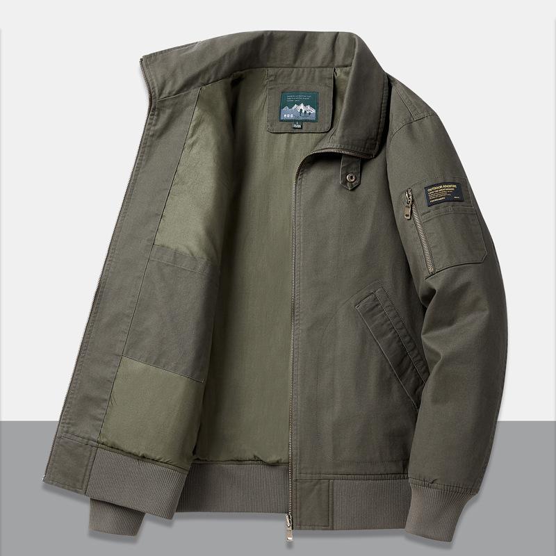 Qiu Dong Season Tooling Coat Lapels Middle-aged Male Autumn Clothes Outdoor Sports Jackets Menswear Peck On The Paragraph Unlined Upper Garment