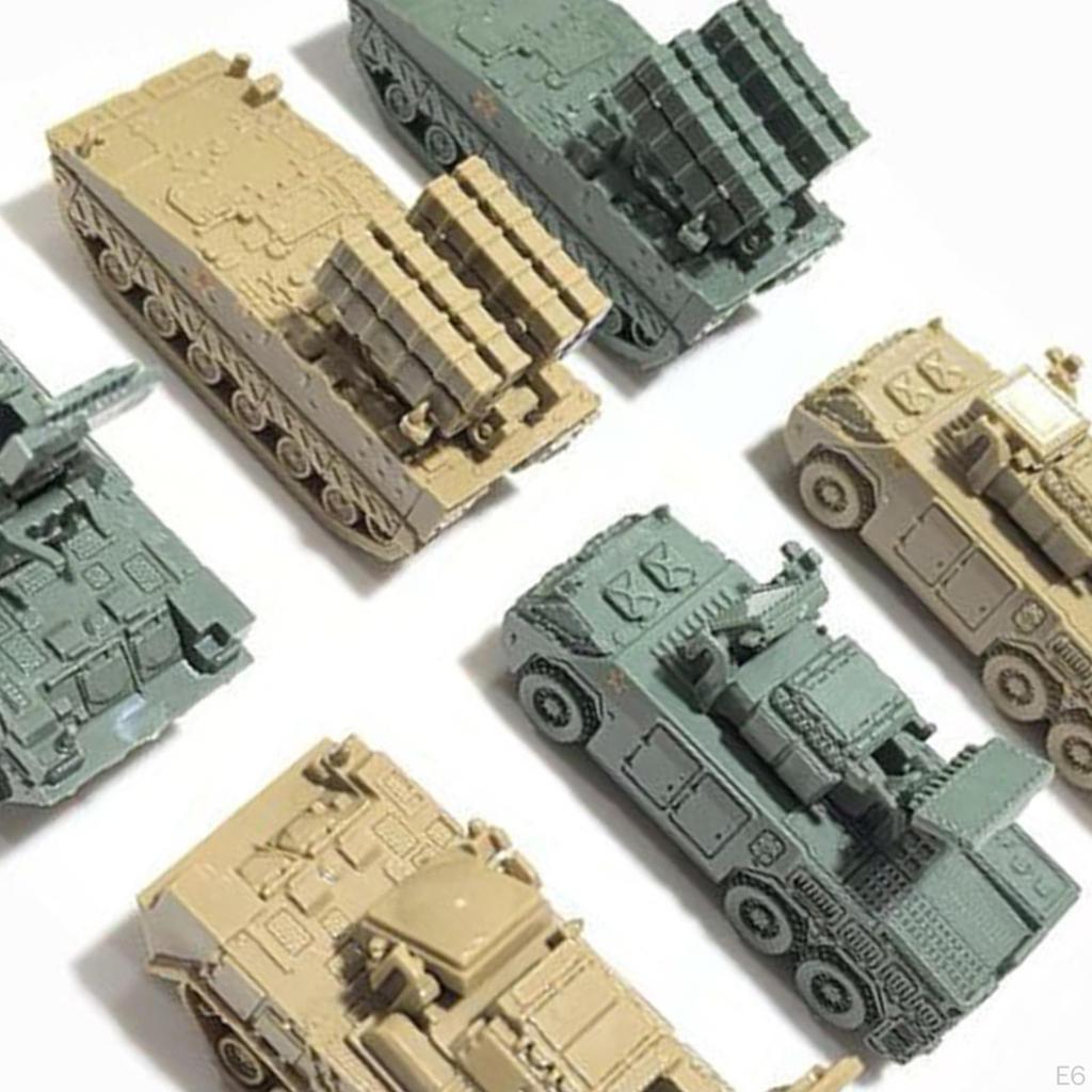 6 Pieces of Miniature Tanks DIY Assembly at a 1:144 Ratio for Boys and Girls