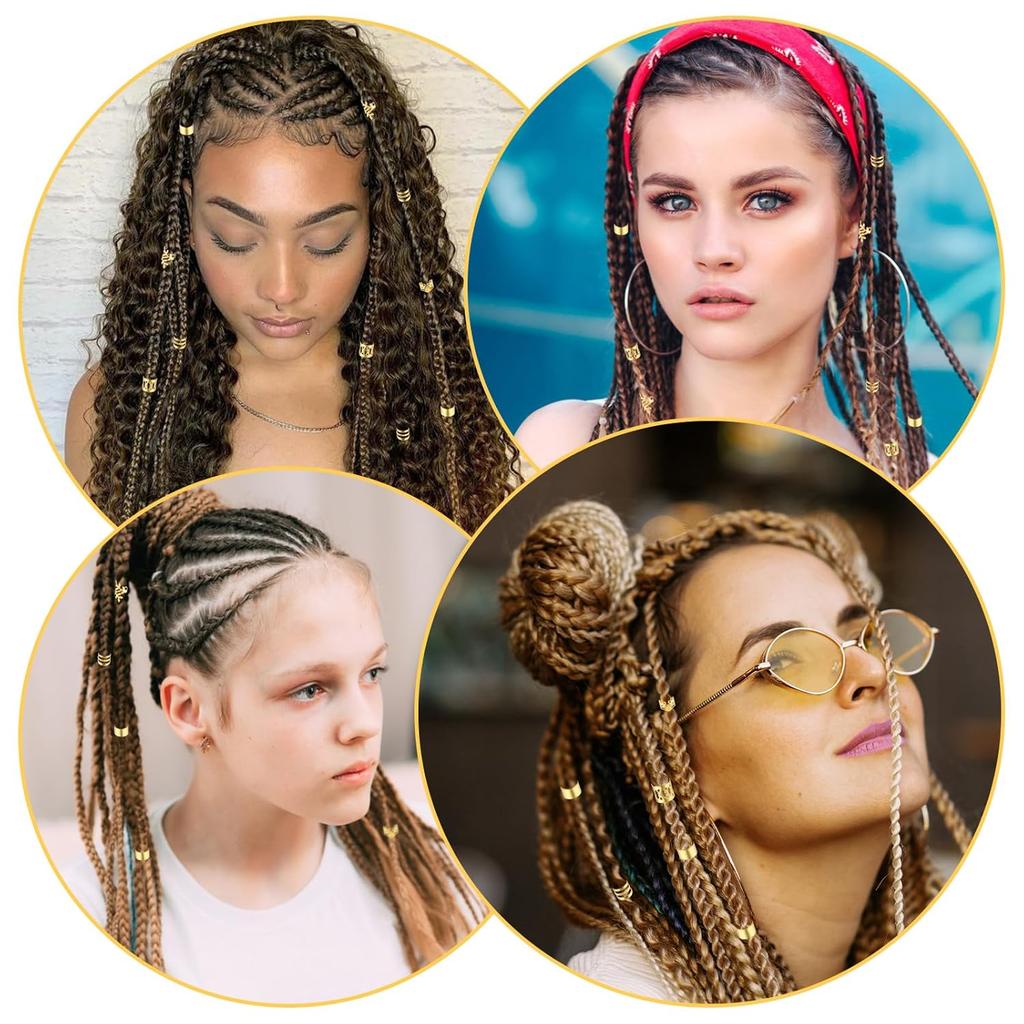 50pcs Gold Hair Jewelry for Braids Accessories Loc Jewelry for Hair Dreadlocks Adjustable Hair Rings Hair Cuff Hair Charms Braid Jewelry Hair Beads