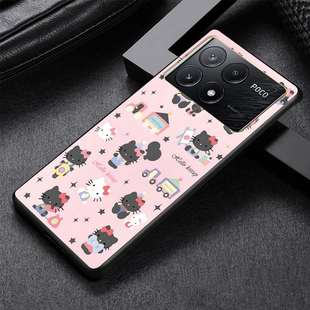Hello Kitty Kawaii KT Cat Case for Xiaomi Poco M3 X3 NFC X5 M5s M4 Pro 5G F3 Black Silicone Soft Phone Cover Coque