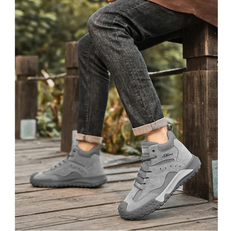 Men's Anti-slip Work Boots 2025 New Outdoor Platform Boots Men Trendy All-match Hiking Boots Spring Comfortable Sneakers for Men