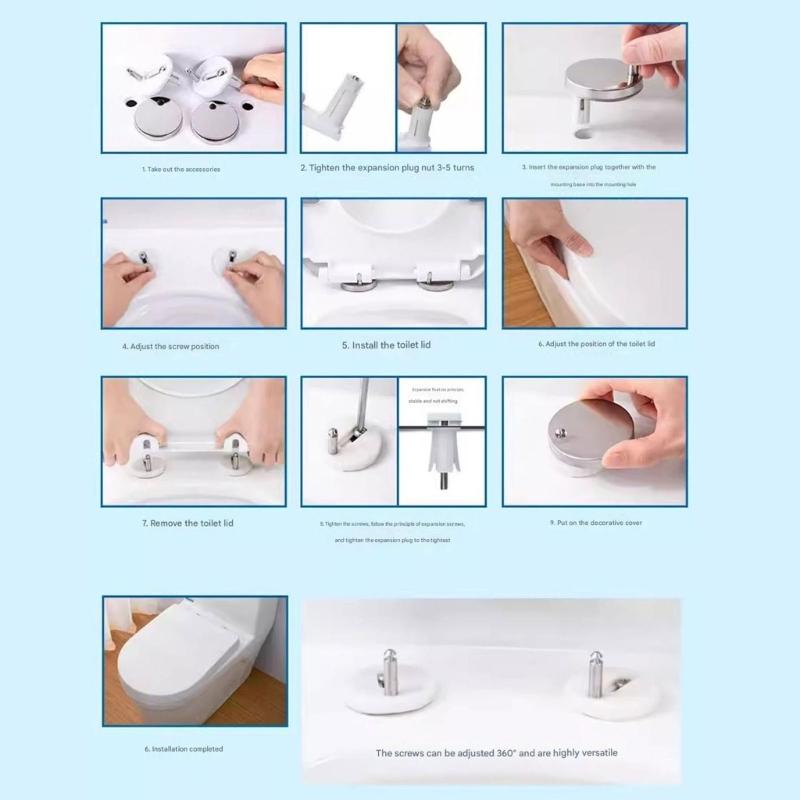 Toilet Seat Hinge Fixings Replacement Top Fix Nuts Screws Toilet Cover Seat Hinge Connector Fixing Bolts Enduring