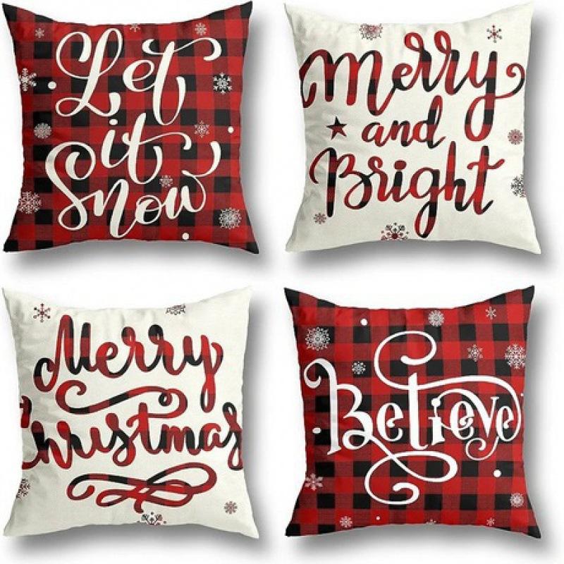 Weihnachts-Dekokissenbezug Leinen Festliches Weihnachtsthema Elch Schneeflocke Rückenlehne Wohnzimmer Sofa Dekoration Kissen Kissenbezug