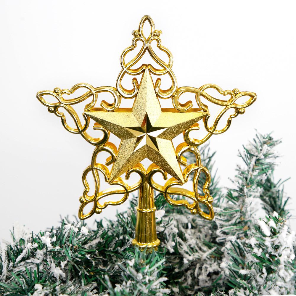 Impressive Silver 22cm Star Tree Topper Creative Hollow Plastic Christmas Decor Item