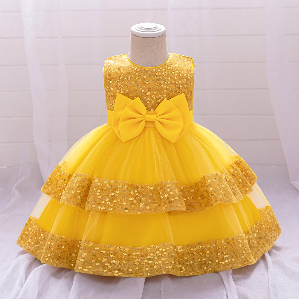 Girls Dress Wedding Newborn Baby Dress Christening Baptism Dresses with Cute Bow Toddlers Girl Birthday Party Ball Gown L2220