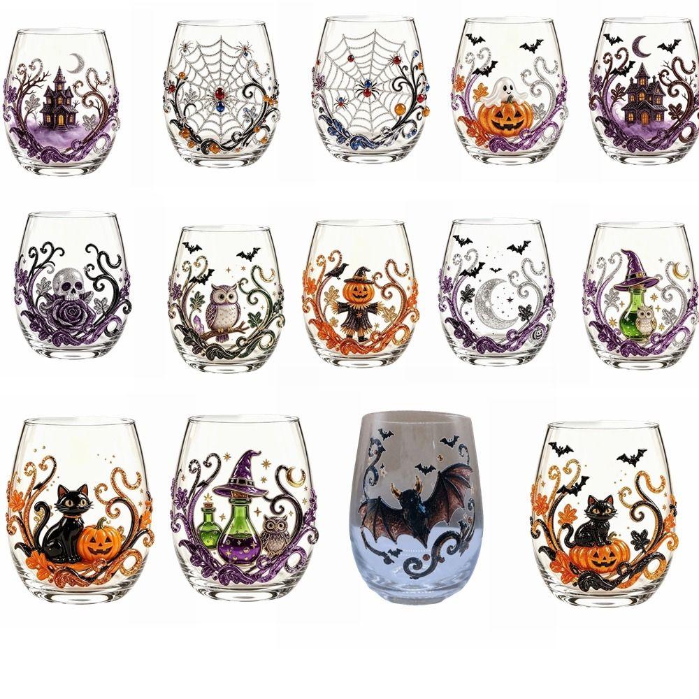 Pumpkin Tentacle Halloween Glass Skull Ghost Drinking Wine Cup Gothic Halloween Art Cup Cocktail