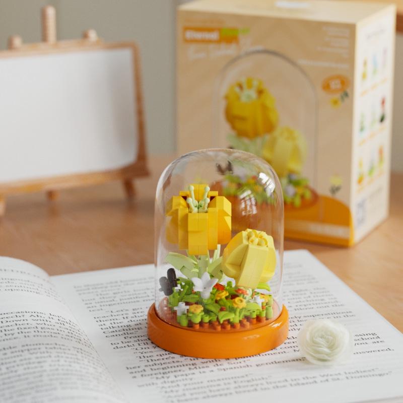 Music Flower Box Compatible Building Blocks Bouquet: Sunflower & Carnation Toy for Children and Teachers