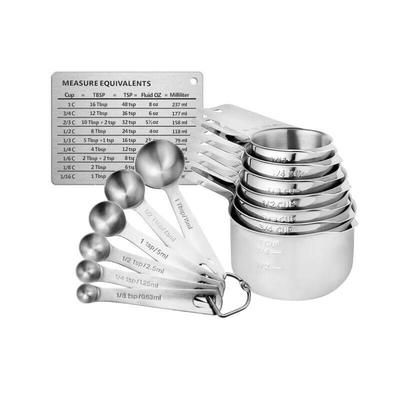 ZISIZ Set de Mesure en Acier Inoxydable 304 Tasses et Cuillères pour la Pâtisserie