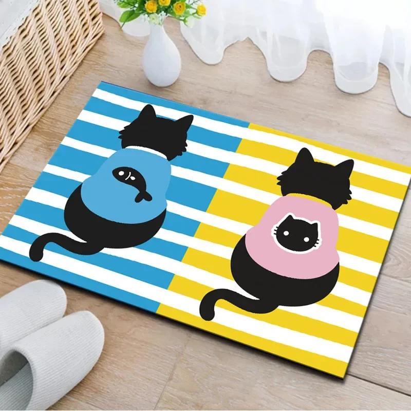 Cartoon Cat Printed Entrance Doormat Carpet for Bedroom Living Room Hallway Soft Small Area Rug Floor Mat Home Decoration
