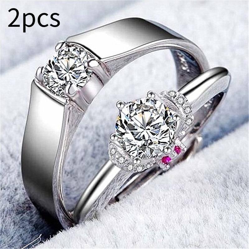 

Elegant Korean Style Adjustable Couple Rings With Platinum Plating For Wedding
