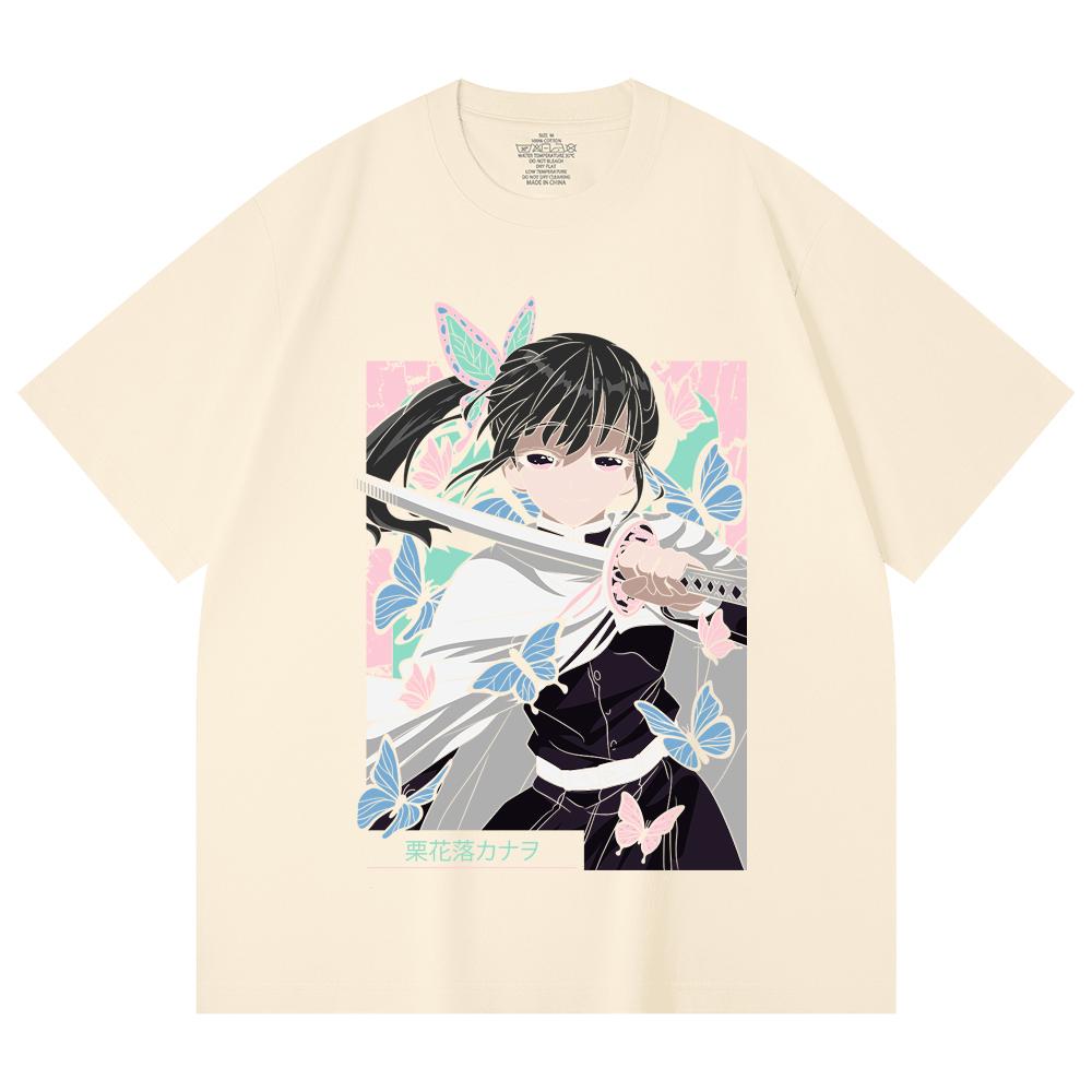 230 Gsm 100% Cotton Demon Slayer V98 Kanao Print Unisex Heavy Cotton T Shirt