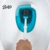 Cleaning Brush Long Handle Toilet with Anti-Slip Grip, Silicone Bristles Curved Resistant Double Head for Deep Stain Removal
