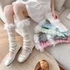 Lolita Girls Lace Ruffles Leg Warmers Women Long Socks Knitted Foot Cover Arm Warmer Y2K Spring Summer Boot Cuffs Stockings New