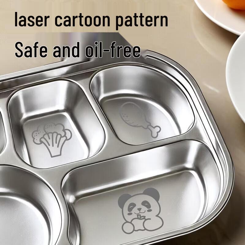 JingJingRS Kids 316 Stainless Steel Panda Divided Meal Tray Set