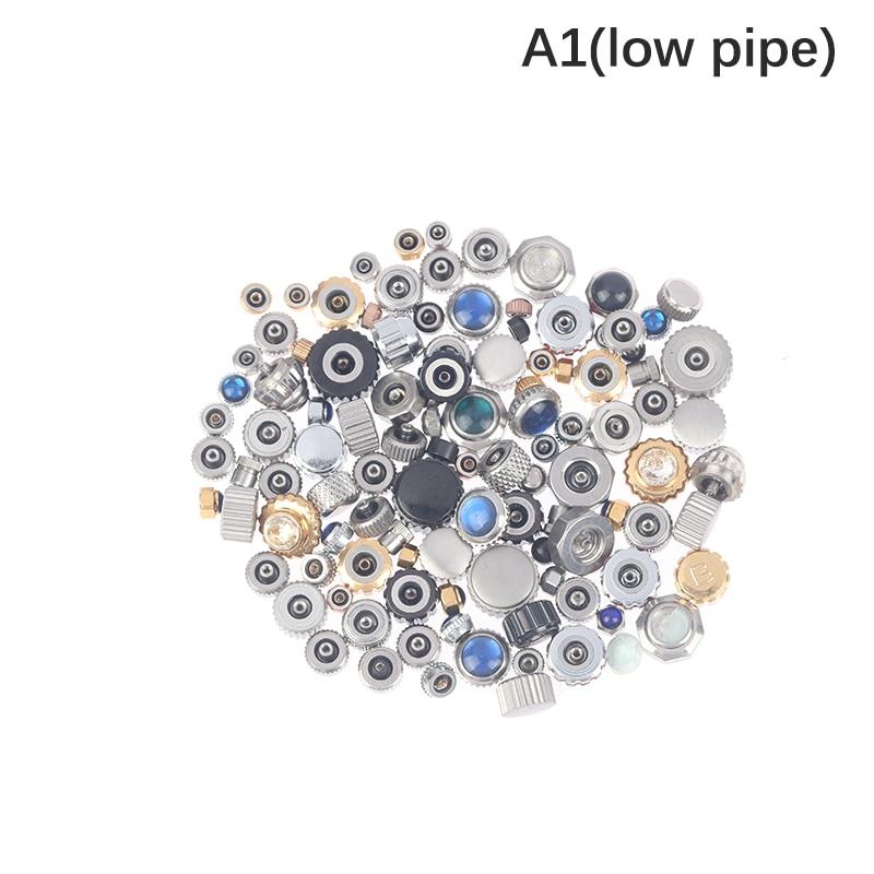 

100PCS Mixed Waterproof Steel Watch Handles Watch Crown Various Sizes And Colors For Watchmakers Watch Accessories High/Low Pipe
