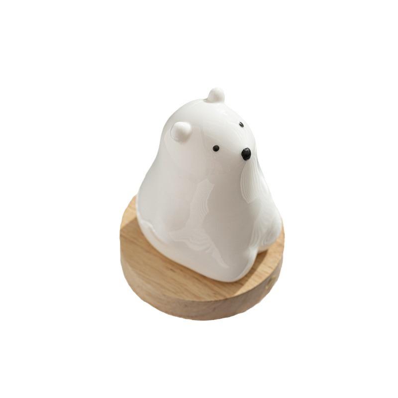 Polar Bear Ceramic Night Light: Cute Eye-Friendly Decor for Living Room & Bedroom