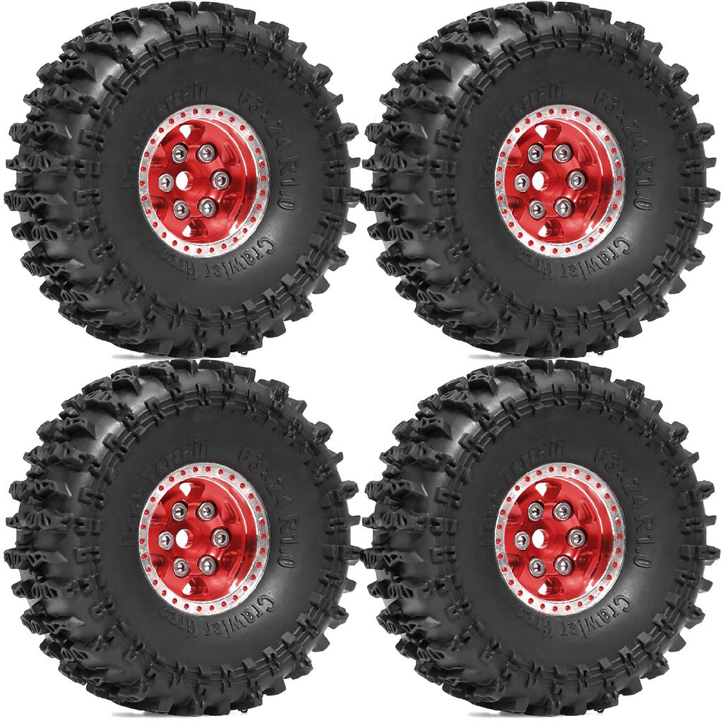 4pcs OD 63mm 1.0" Metal Beadlock Wheel Tire Set For 1/18 RC Crawler Car TRX4M SCX24 Upgrade Parts Accessories