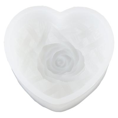 Heart Shaped Rose Candle Silicone Pattern 3D Woven Flower Scented Candle Making Valentine Day Gift