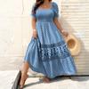 Sukienka damska Casual Zwiewne sukienki Dekolt okrągły Wakacje Boho Plaża Letnia sukienka