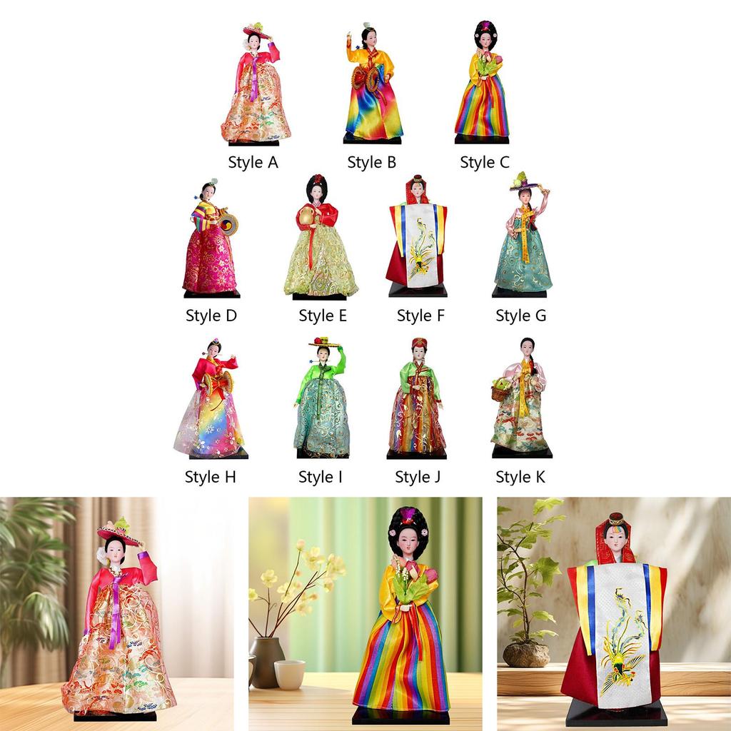Hanbok Doll Mini Portable Korean Geisha Doll Traditional Handicraft for Birthday Presents Store Tabletop Household Bookshelf