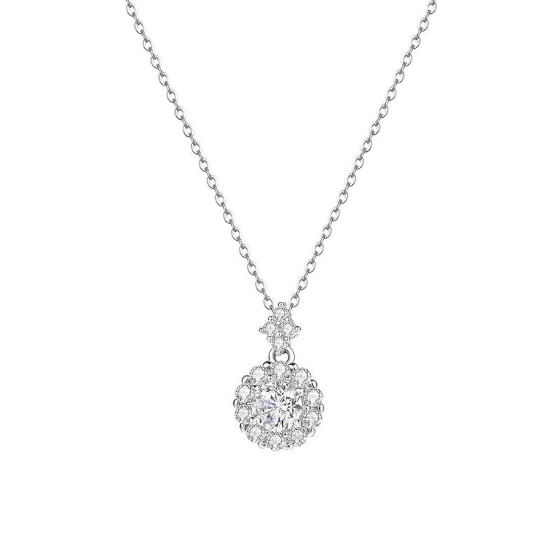 Dainty Female Pendant Necklace Vintage Chain Jewelry for Women Oval Crystal Stone Wedding Necklaces