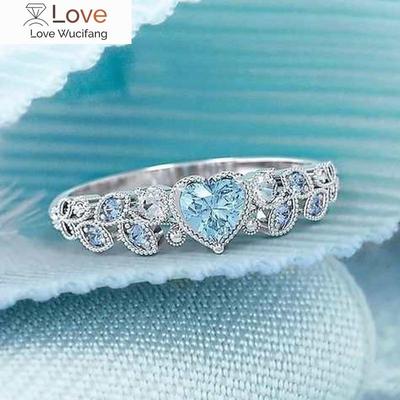 Elegant Beautiful Woman Fashion Silver Color Leaf Heart Rings For Women Noble Princess Engagement Wedding Ring Jewelry