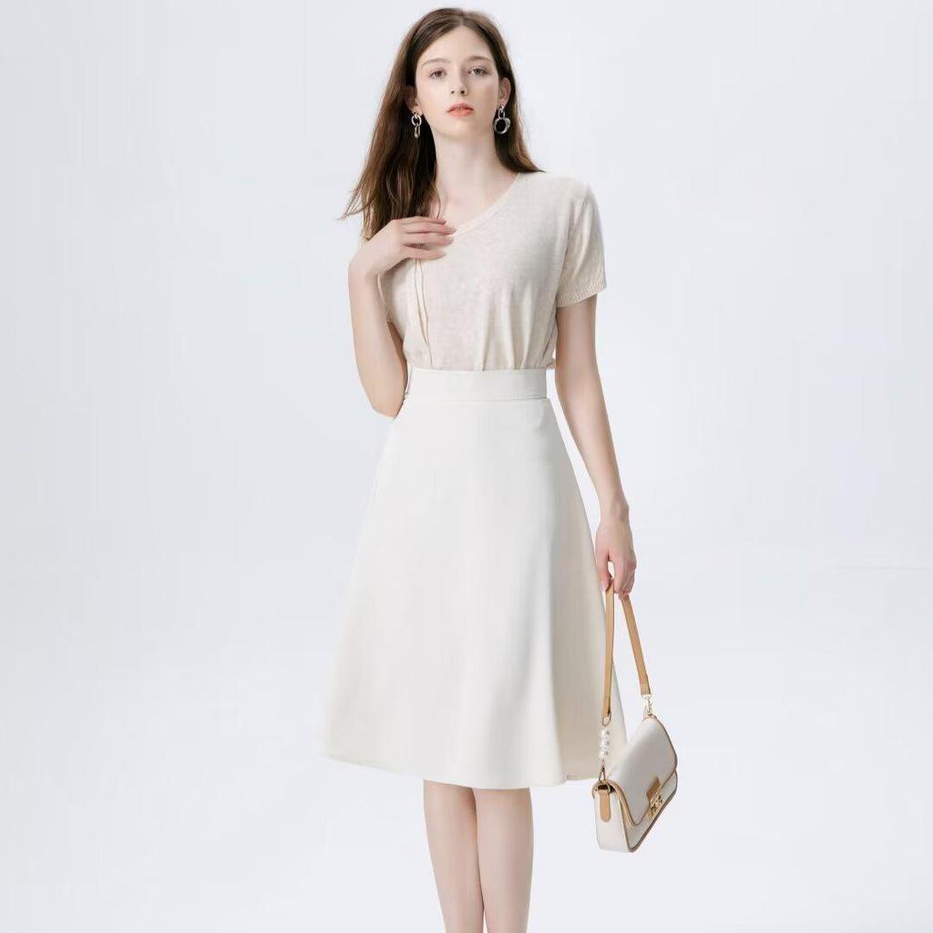 2024 Summer High Waist A-Line Midi Skirt: Ladylike, Slimming & Chic