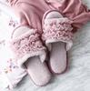 Francfranc Moist Knit Frill Room Pink Shoes,