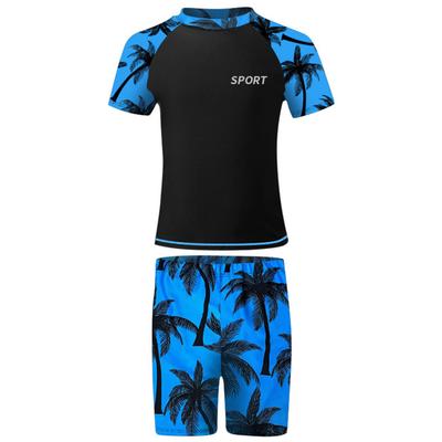 Kinder Jungen 2-teiliger Badeanzug UPF 50+ Badebekleidung Kurzarm T-Shirts mit Badehose Strand Sport Surfanzüge