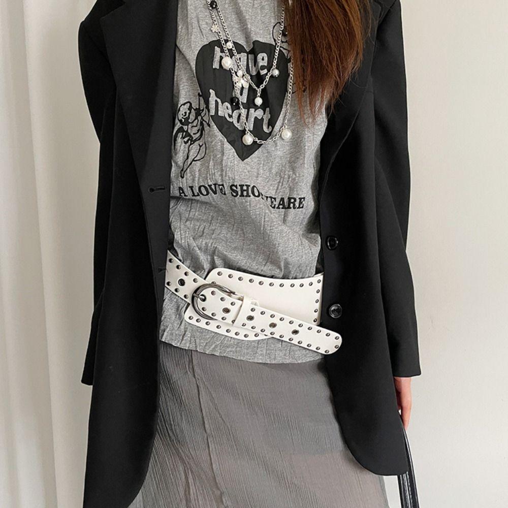 Pu Leather Extra Wide Belt Harajuku Waist Strap Fashion Waist Belts For Women