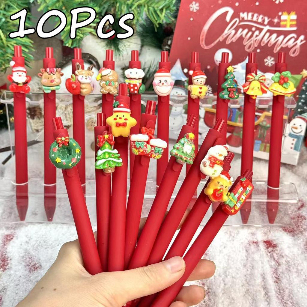 10Pcs Christmas Tree Series Patch Pen Event Special Gift Pen Christmas Stocking Filler Holiday Gift Novelty Stationery Teacher Party Favors Back To Sc