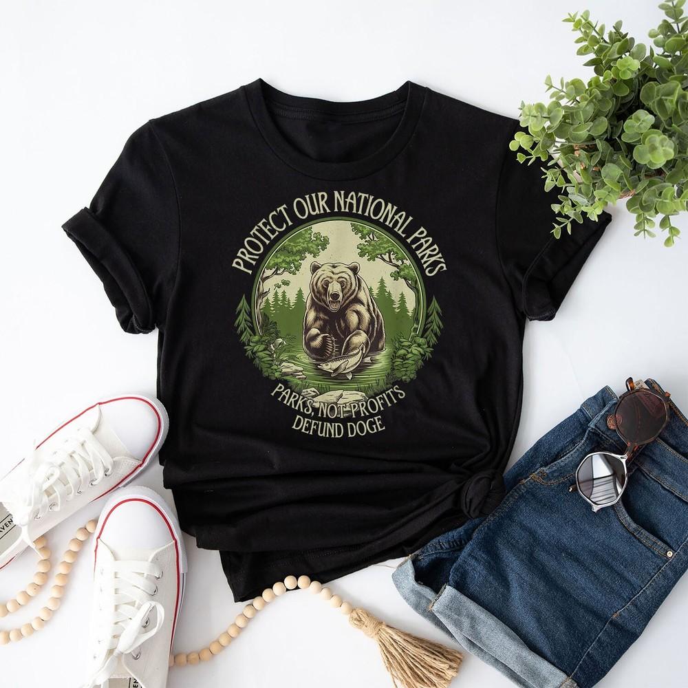 Protect Our National Parks Defund Doge Retro Vintage Grizzly Men Women T-Shirt Unisex T-Shirt XXL