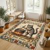 Cat Theme Crystal Velvet Rug Personalized Custom Name Text Soft Floor Mat Home Decor