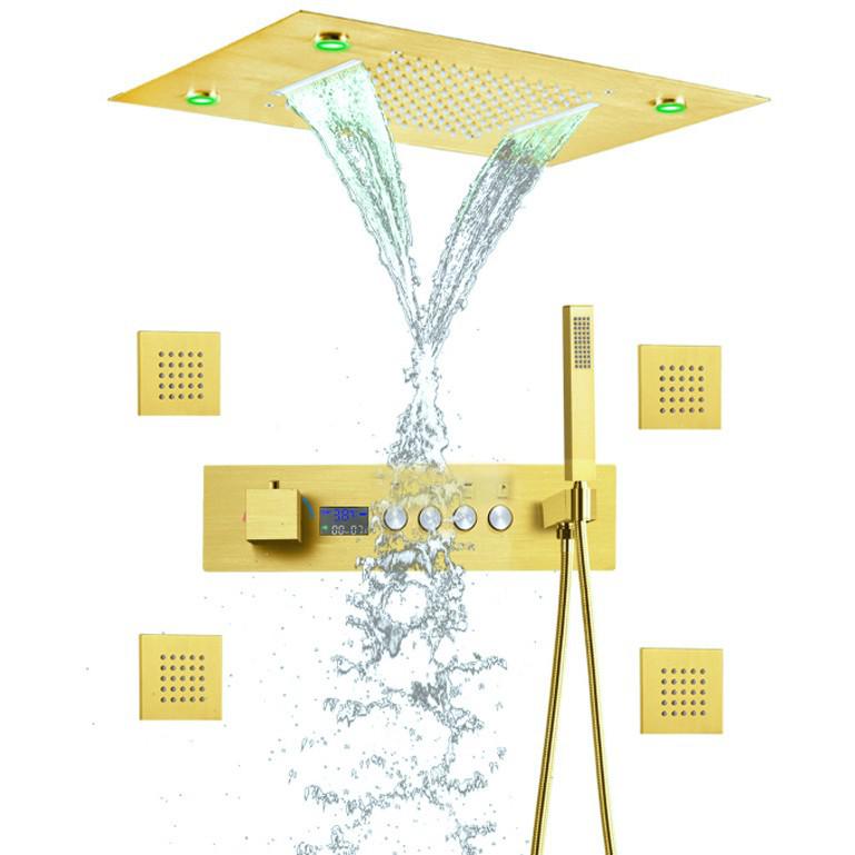 Wall-Mounted Thermostatic LED Shower Set with Digital Display and All-Copper Fixtures