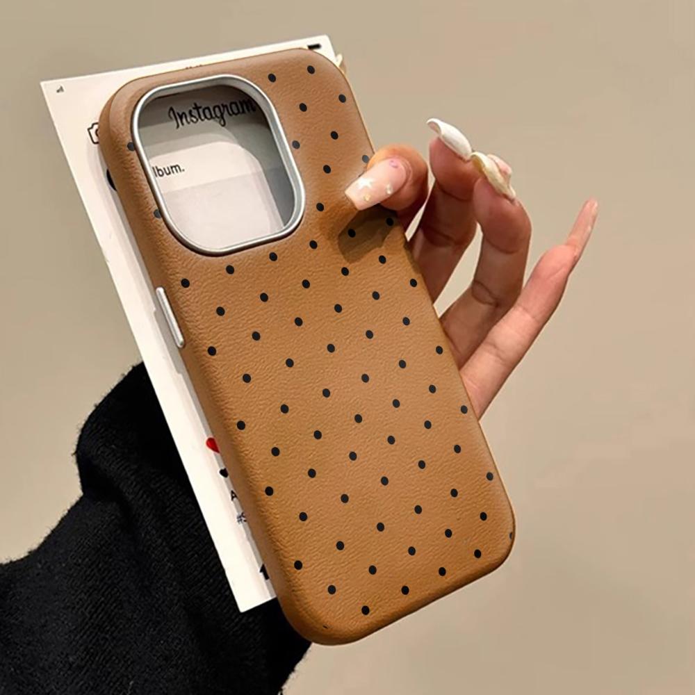 Korean Cute Polka Dot Phone Case For Samsung Galaxy S26 A35 A54 A55 5G S26 S22 S23 FE S24 Plus S25 Ultra Leather Texture Cover