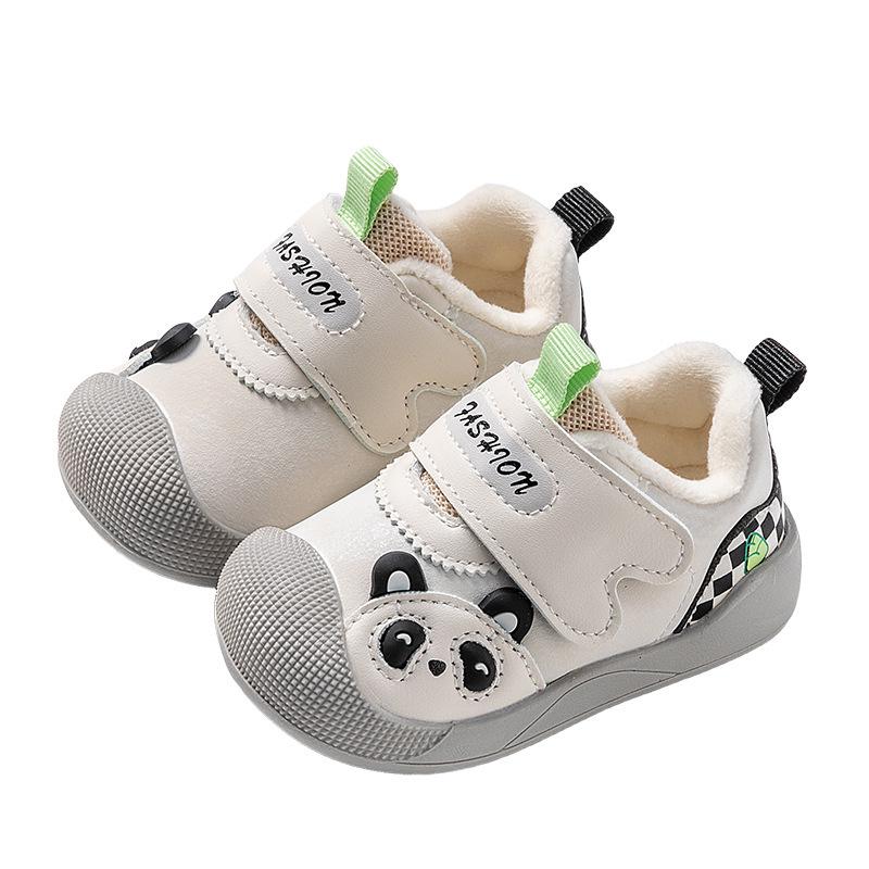 2025 Winter Baby Velvet Non-slip Soft Sole Walker Shoes for Girls & Boys - Infant Leather Surface Cotton Shoes