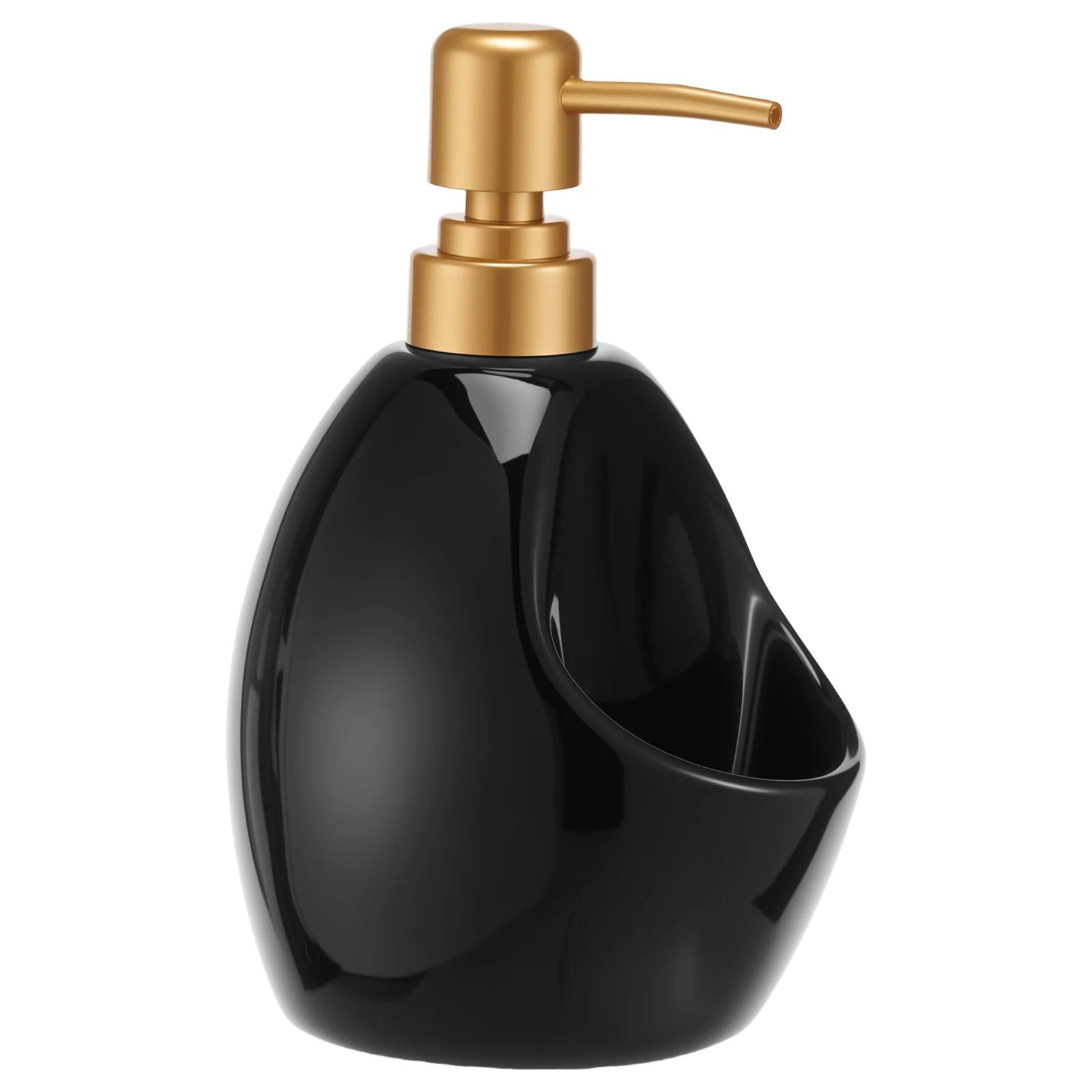

Ceramic Soap Dispenser with Sponge Holder Easy to Clean Press Pump Hand Foam Dispenser Pressing Soap Pump Bottle for Home чорний