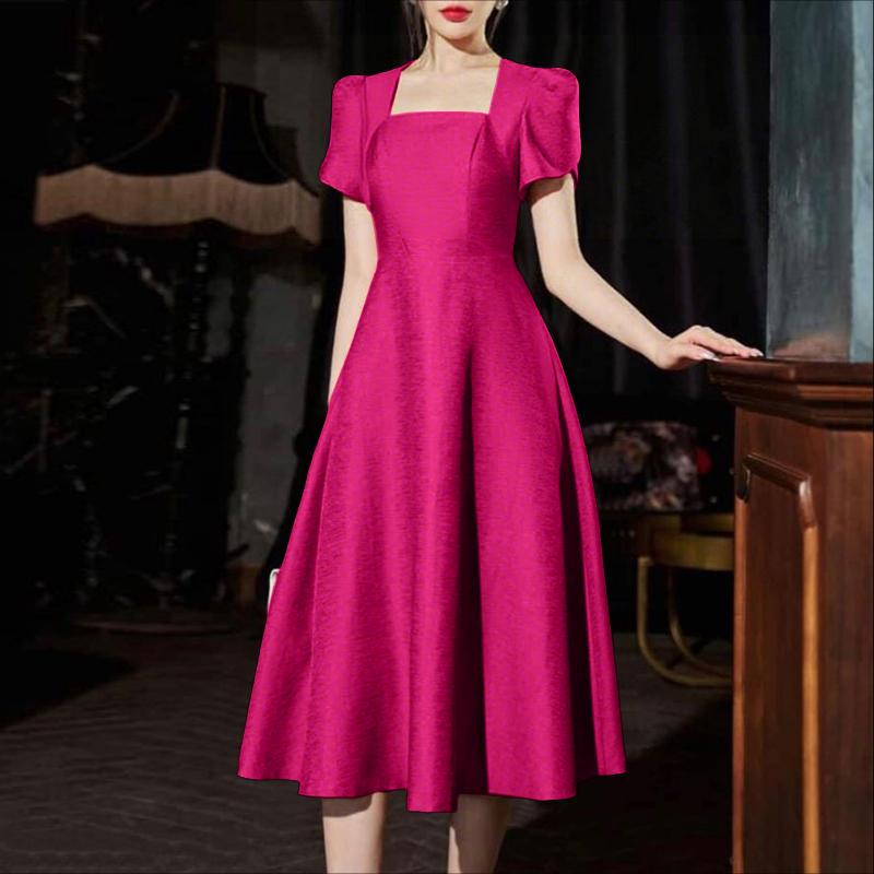 

ZANZEA Женское повседневное летнее платье с квадратным воротником и коротким рукавом 5XL темно-розовый