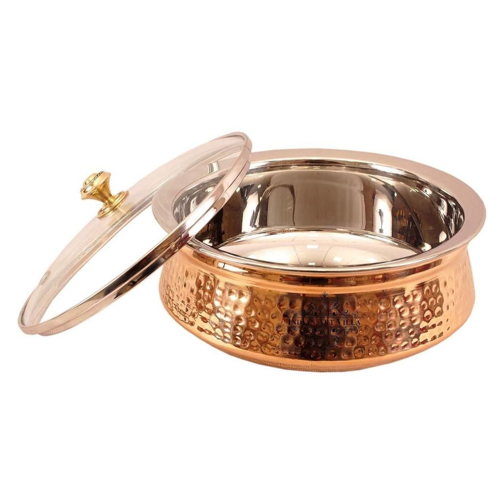 Copper Serving Handi with Lid, 1350ml, 2 Piece (Brown)
