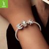 Winter Snowflake Beads S925 Sterling Silver Diy Bracelet Beaded Accessories Jewelry Light Luxury Premium Sense