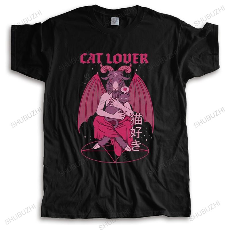 Funny Baphomet Cat Lover Evil T Shirt Unisex Cotton Tee Tops Lucifer Demon Goat Tshirt Short Sleeve Summer Tshirt Clothing
