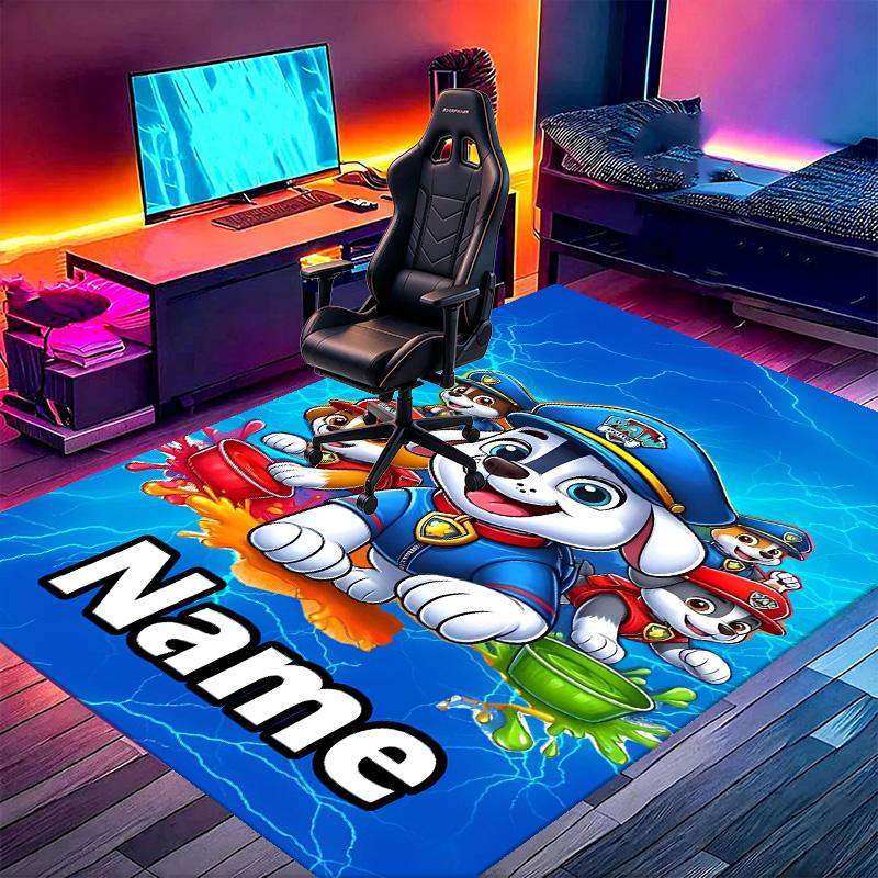 Custom Name Personalized PAW Patrol Print Carpet, Versatile Home Decor Rug, for Playroom, Apartment, Balcony, Entryway, Hallway Gift