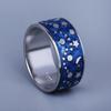 Sterling Silver Creative Design Night Star Moon Ring Handmade Enamel Drip Oil Paint Ladies Jewelry Couple Ring Party Birthda