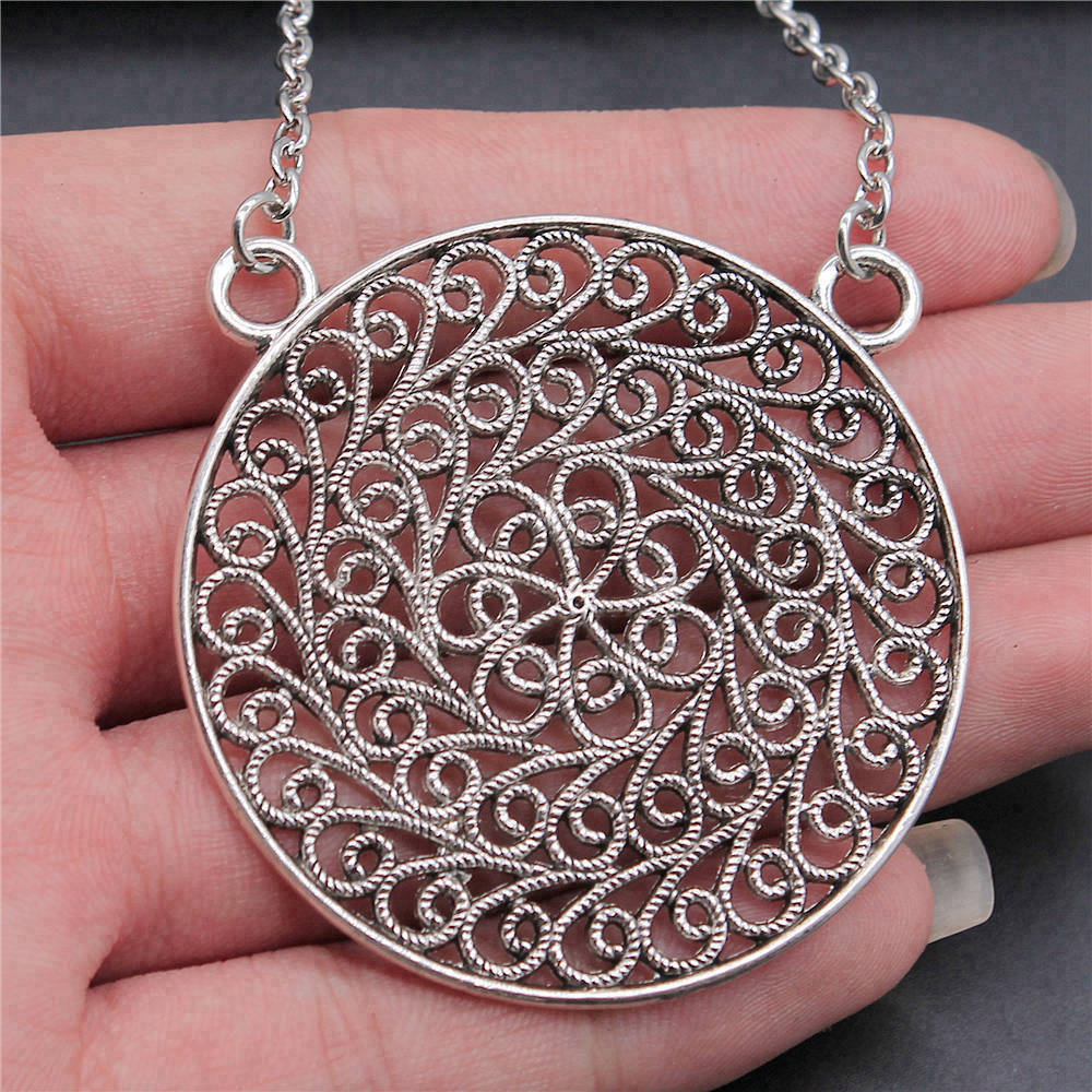 Blume des Lebens Heilige Geometrie Anhänger Antik Bronze Metall Jungen Halskette Trendiges Geschenk