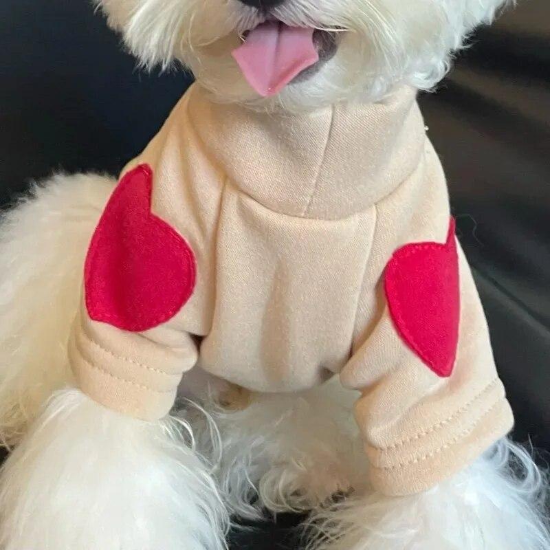 Winter Warm Pet Clothes Love Sweater Pet Dog Cat for Taddy Puppy Medium Dog Teddy Yorkshire Thickened Hoodies Puppy Clothes
